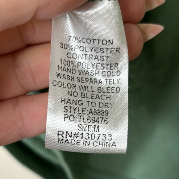 NWT UMGEE - MIXED PRINT RUFFLE SLEEVE TOP, DUSTY MINT - Picture 8 of 10